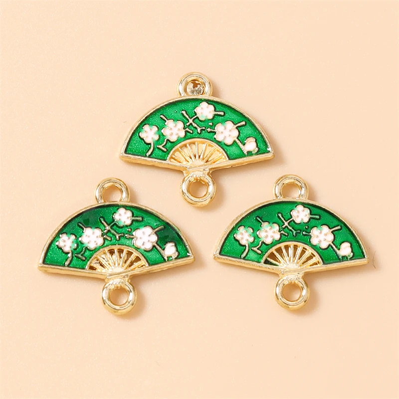 20 Stück 16x14mm Niedliche Emaille-Blumen-Fächer-Anhänger Verbinder für Schmuckherstellung DIY Halsketten Armbänder Handgemachtes Zubehör – Detail 10