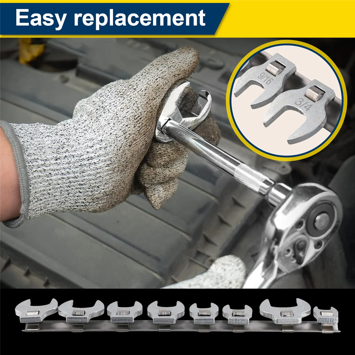 F-3C 3/8 дюйма, гаечный ключ Crowfoot, набор рожковых ключей, головки с квадратными головками, аппаратный инструмент, гаечный ключ с императорскими ключами Bullhorn