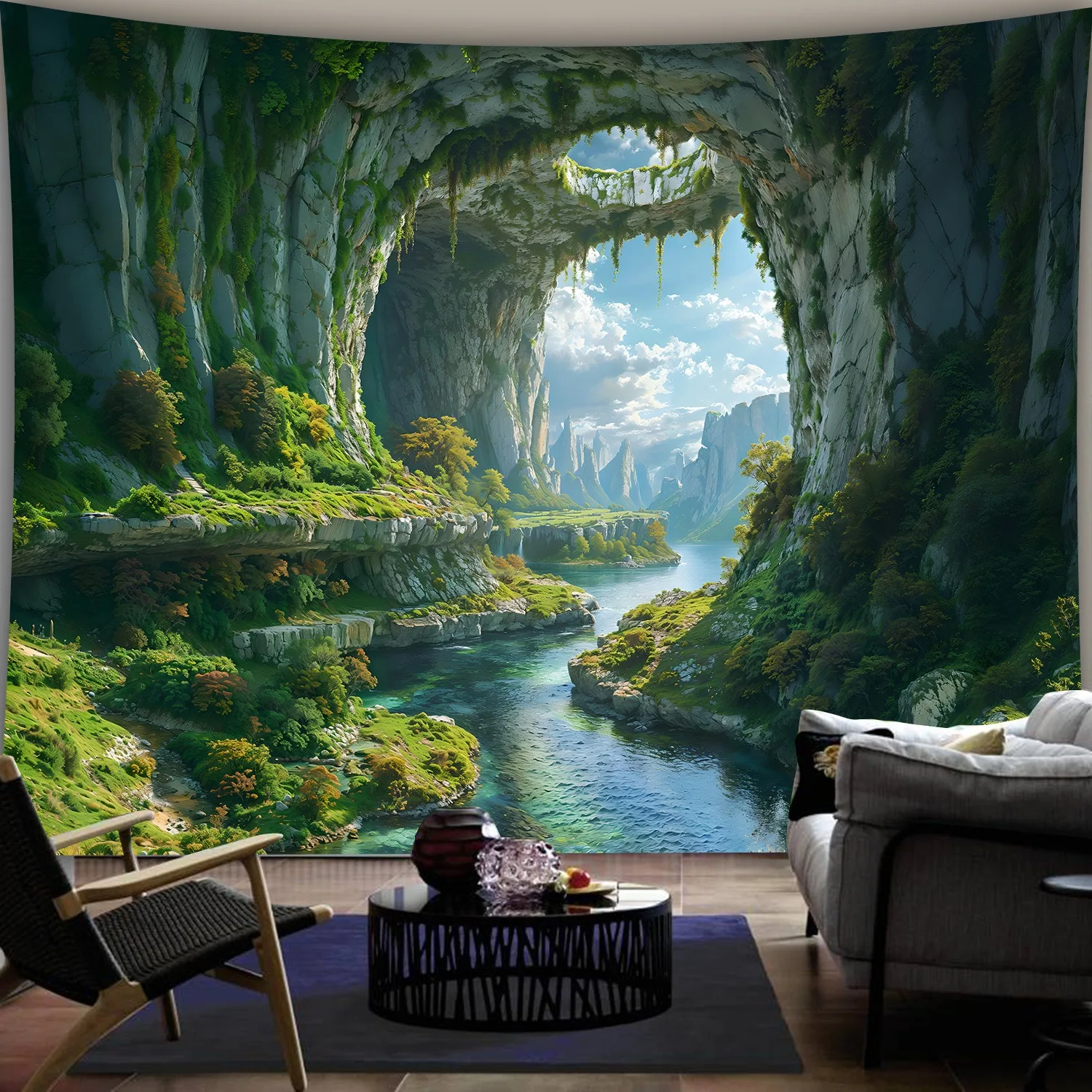 Colorful Mountains, Rivers, Caves, Scenery, Tapestry Art, Bedroom, Living Room, Dormitory Decoration