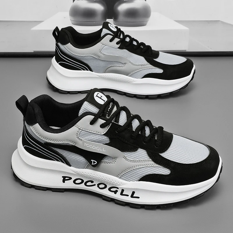 أحذية رياضية رجالية أحذية ركض شبكية قابلة للتنفس كاجوال سميكة القاع للأب القديم أحذية عصرية للمراهقين أحذية قماشية مناسبة تمامًا #1