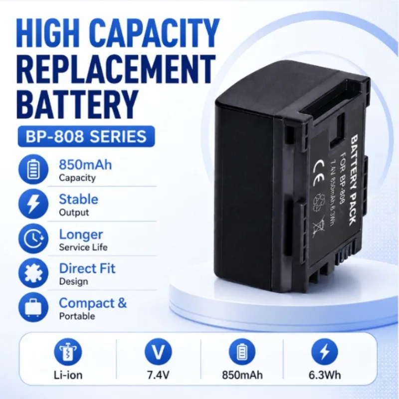 850mAh Suitable for Canon BP-808 BP-809 BP807 HFS11 HFS100 HF21FS300 BP808 Long Range Digital Battery