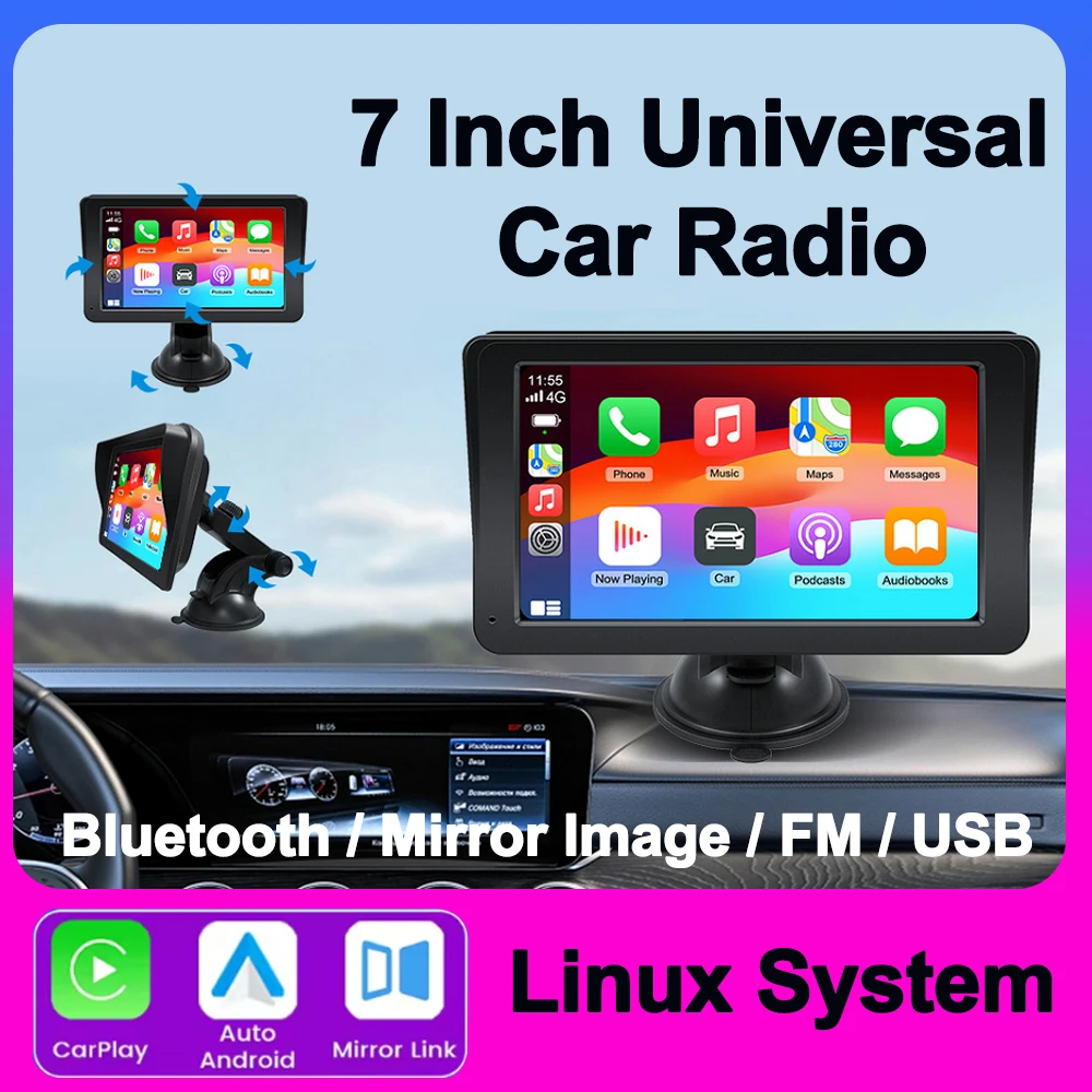 7" Tragbarer Auto-MP5-Auto-Player TF USB AUX Audioausgang Autospeler verkabelt/kabellos Android