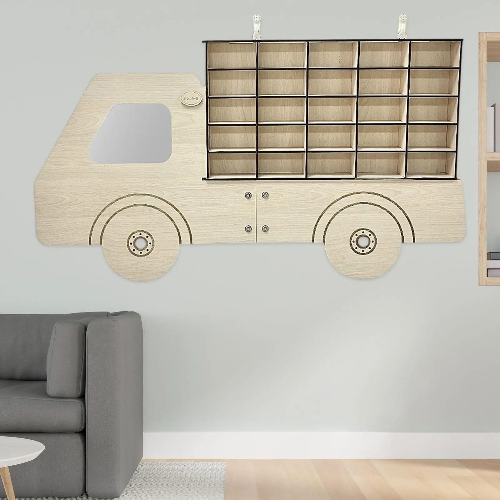 Wood Toy Car Display Rack,Toy Car Storage Cabinet,Wall Mounted,Model Car Display Case for Collection Model Cars Decor