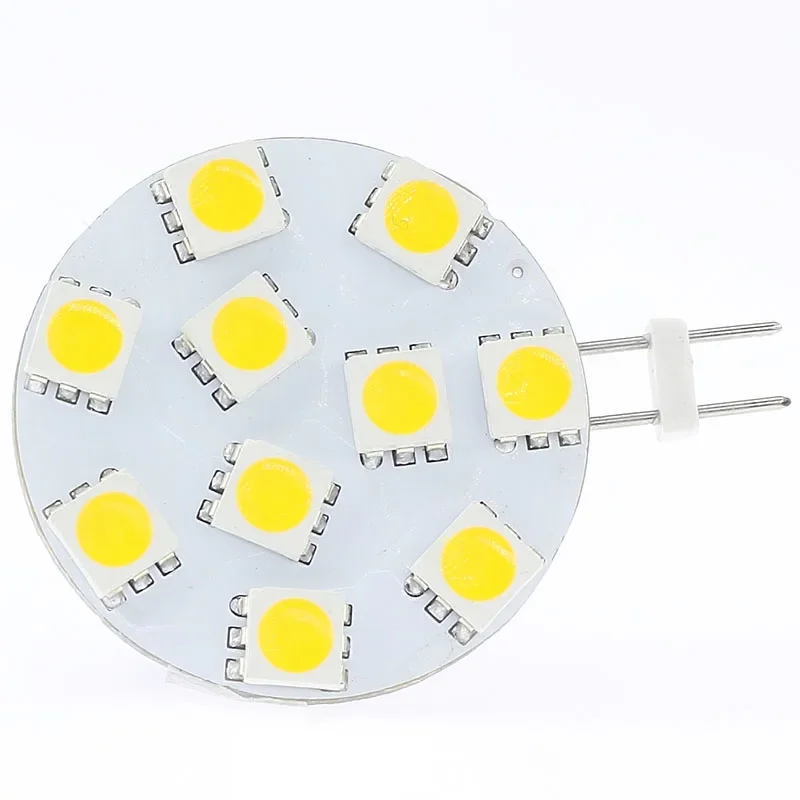 G4 led light 10LED SMD 5050 12V 220LM marine lamp  2W White Round Board For Car Camper Marine Bulb 10pcs/lot