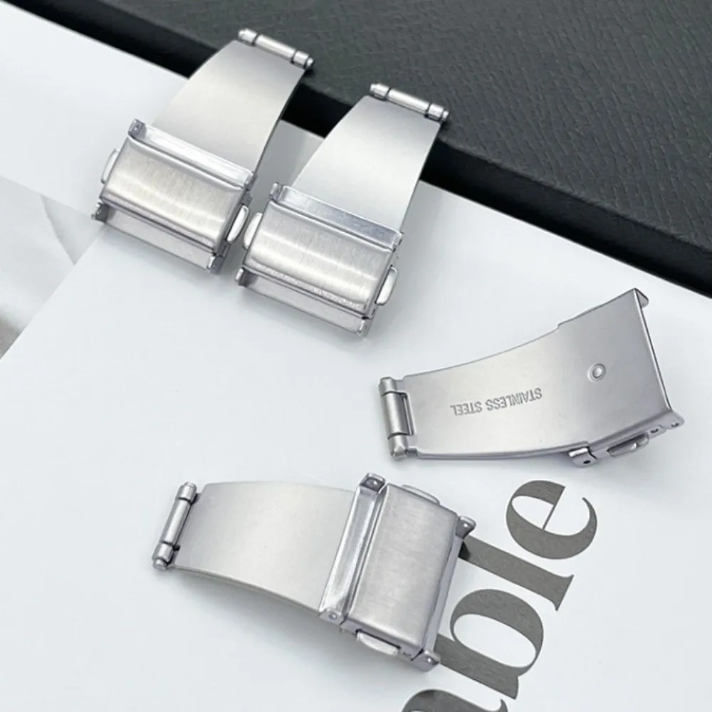 Universal Stainless Steel Watch Band Buckle Brushed Silver SS Press Clasp Folding Quick Release Snap Fastener‌ Watch Repair