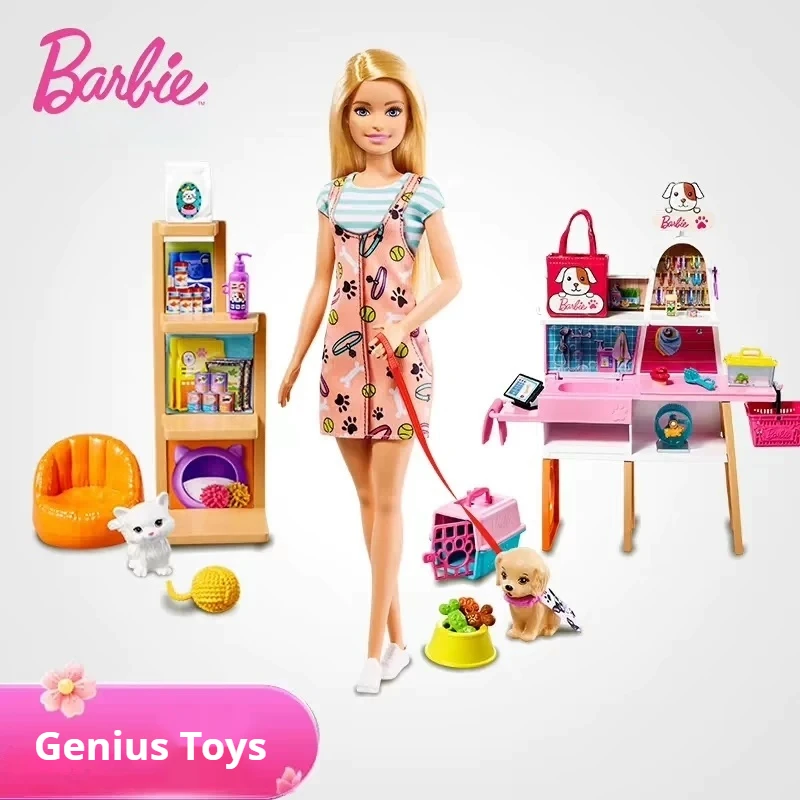 Barbie Doll Pet Store Role Play Set Girls Toy Gift Fun Career Professional Experience Outfit Matching Pretend Play Accessories
