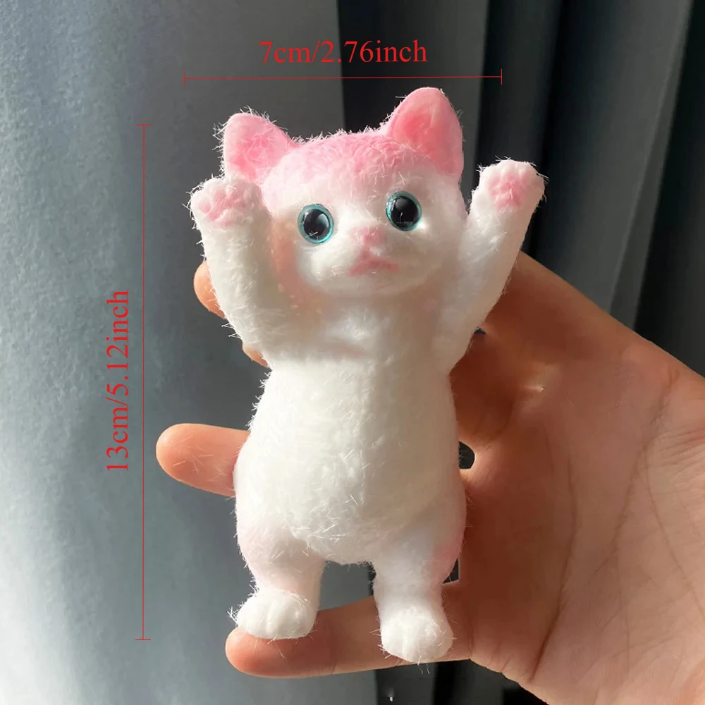 Squishy Cute Flocking Cat Stress Relief Toy, bardzo duże sensoryczne zabawki Fidget dla dzieci dorosłych Relaks lęku, prezent do ściskania