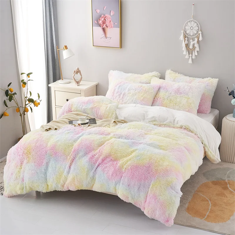 Colorful Home Textile Bedding Cover Long Hair Comforter Winter Mink Hair Warm Thicken Duvet 250*270 CA Super King Comforter