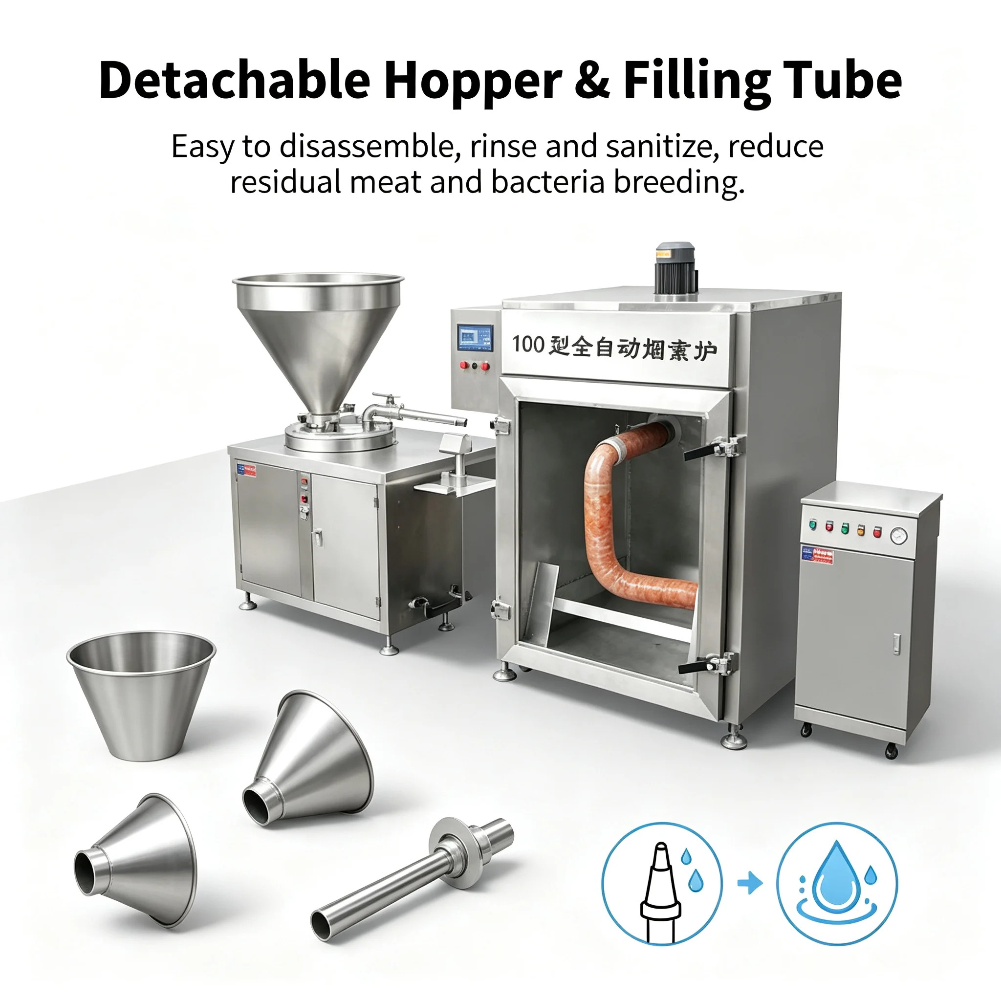 Custom Meat Sausage Processing System Full‑set Machinery For Central Kitchen Large Batch Sausage Mass Production