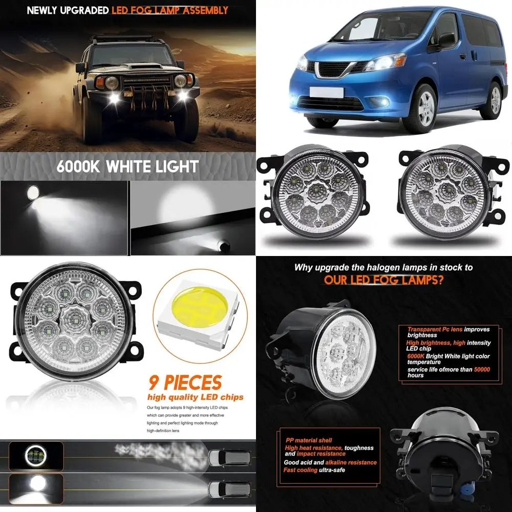 

Pair of 6000K Clear Lens LED Bumper Fog Lights, 3.5 Diameter, for 2010-2019 Nissan NV200