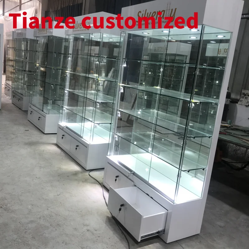 (customized)Smoke shop decoration showcases glass display counter display cigar lounge furniture