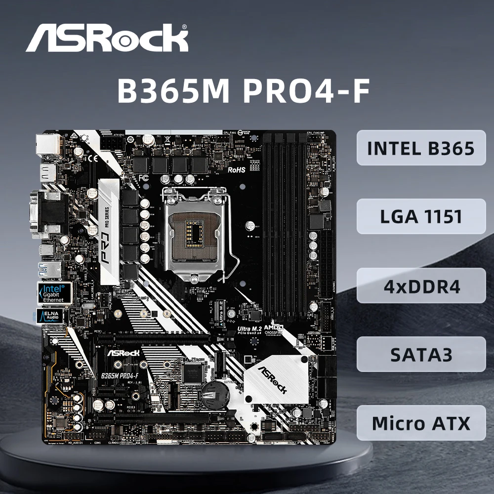 Imagem -01 - Placa-mãe Intel B365 Durável com Gigabyte 8118 Gaming Lan Pcie Gen3 x4 M.2 Suporte a Tiras Led Rgb de Cores B365m Pro4-f
