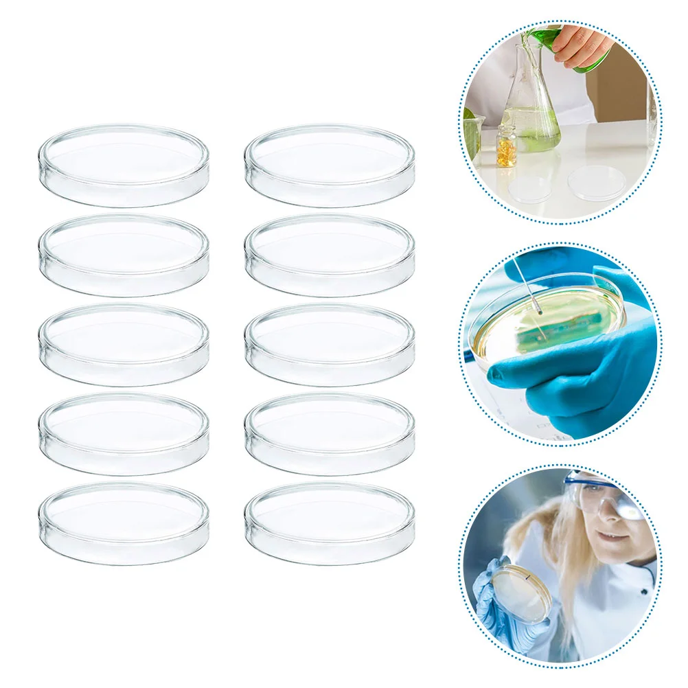 10 Pcs Disposable Petri Dish Tray with Lid Food Containers Lids Plates Laboratory Agar Chemistry