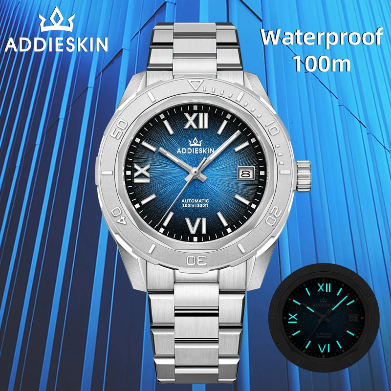 

AddiesKin Mechanical Man Watch 9015 Super Luminous Ultra-thin 100m Waterproof Sapphire Glass Stainless Steel Luxury Watches Male