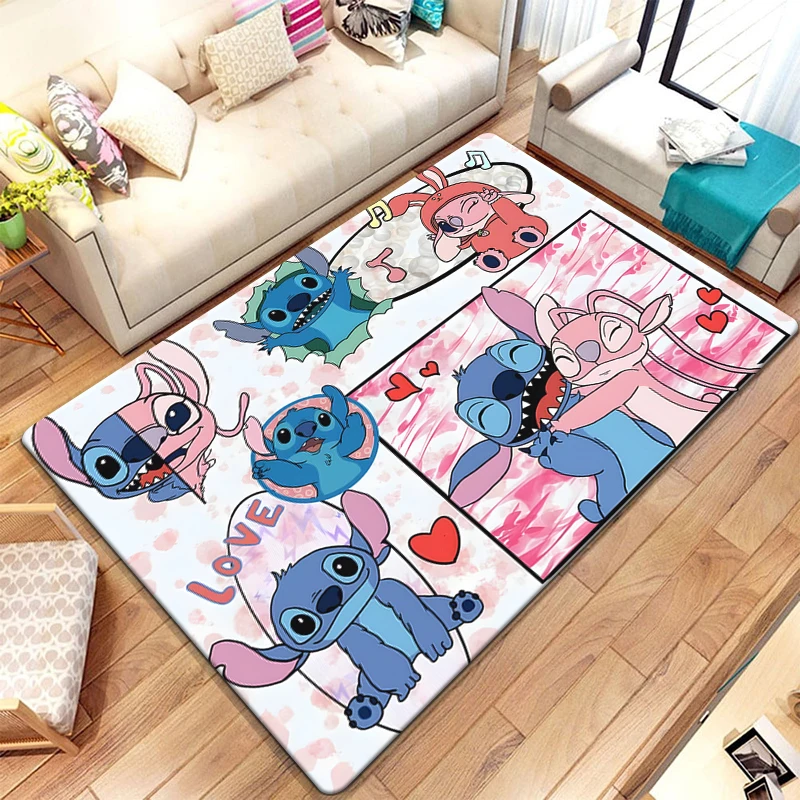 MINISO Stitch Cute Colourful Cartoon HD Print Carpet Living Room Home Decor,Sofa,Beb,Table,Rug,Non-slip,Chair,Mat,Picnic,Camp