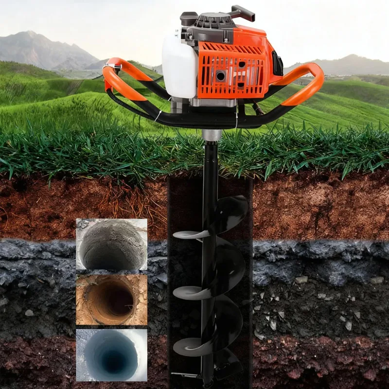 Wholesale 63CC Petrol Post Hole Digger Drill Borer Fence Extension Auger Bits Tree Planting Earth Auger Machine Post Hole Digger