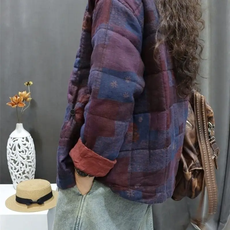 Women's Winter Top Coat Cotton Coat Slanted Collar Brand Retro Simple Comfortable Loose Casual Design Fashion Niche Versatile
