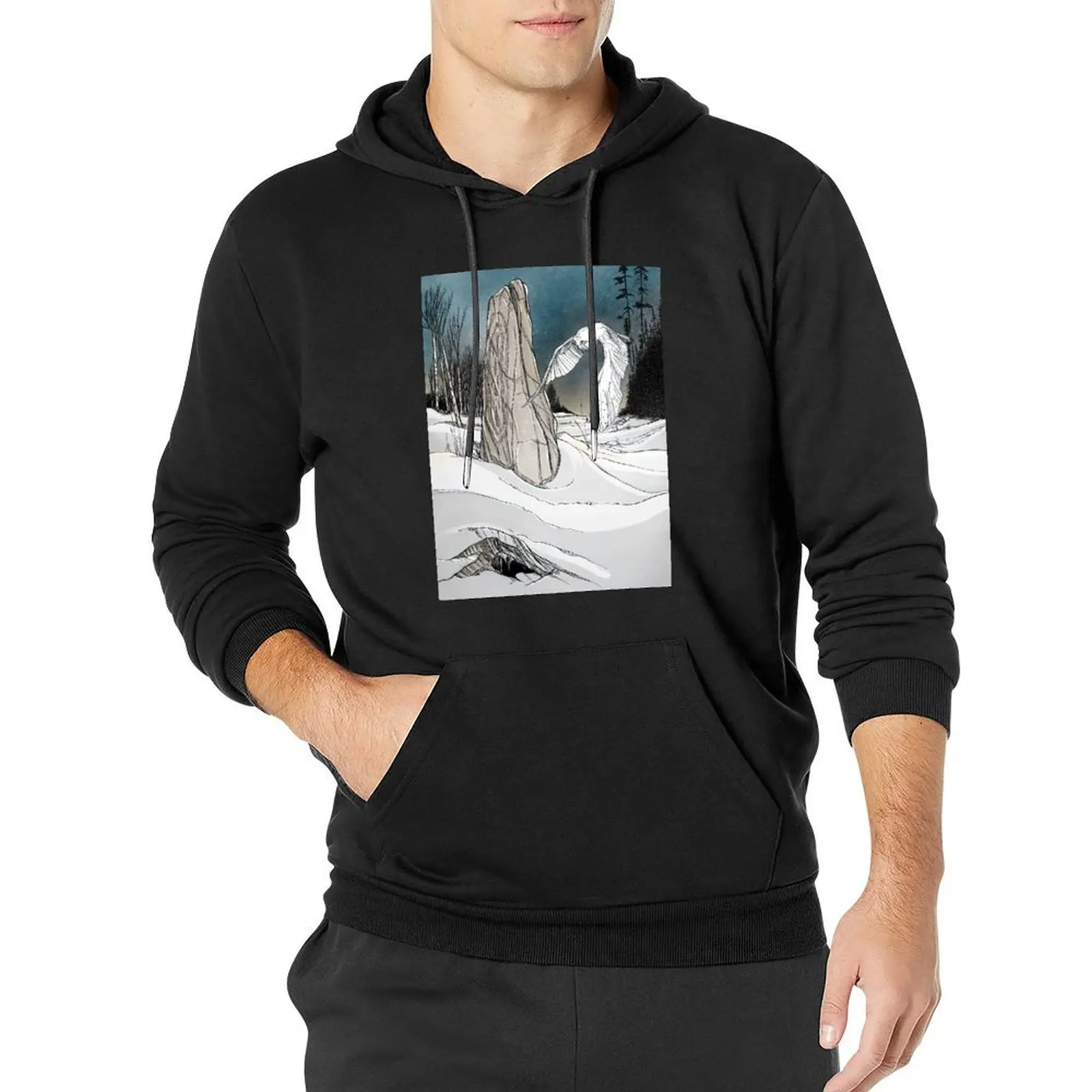 Snowy Owl and Standing Stone Pullover Hoodie blouse hooded shirt mens clothes hoodie streetwear