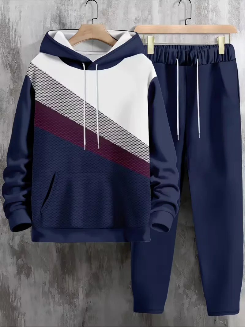 

Осенне-зимний мужской комплект с капюшоном, спортивный комплект, толстовки с 3D принтом, комплект из 2 предметов, спортивный костюм, быстросохнущие и удобные костюмы с капюшоном