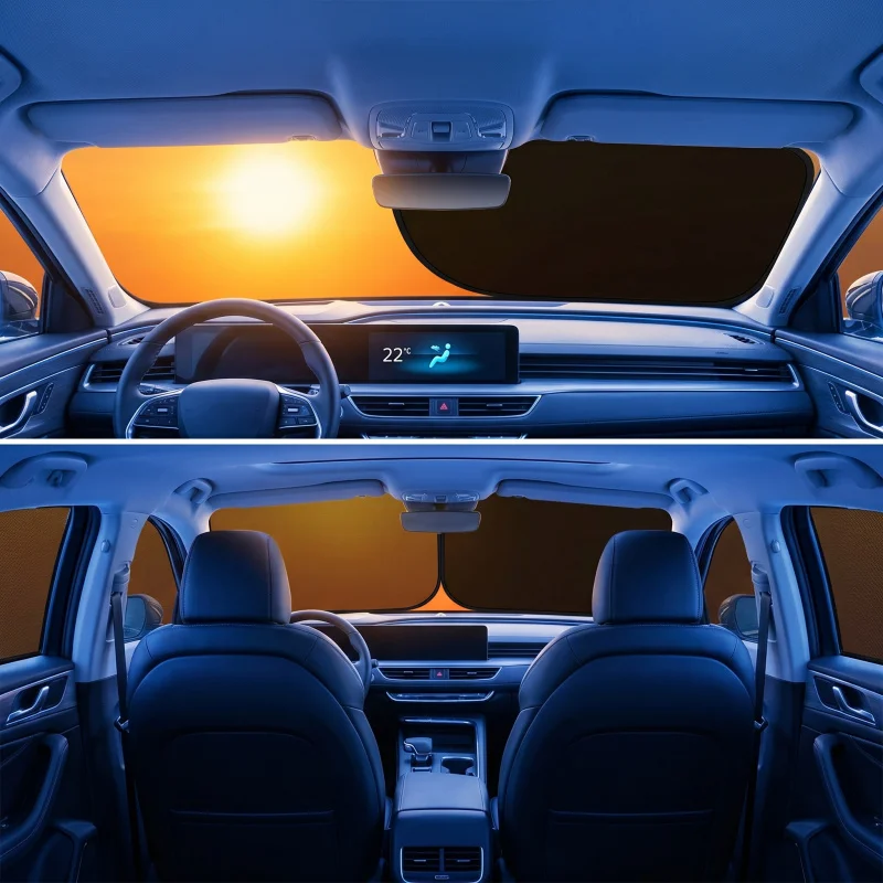 Car sunshade curtain, magnetic sun-blocking and heat-insulating fabric cover for car windows, side sunshade panel, light-blockin