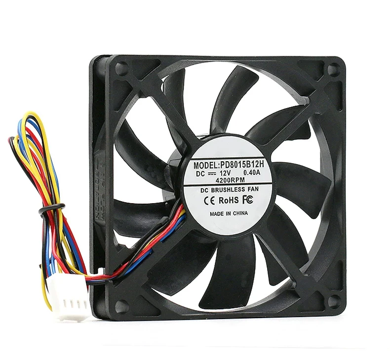 Низкопрофильный вентилятор 8015 PD8015B12H DC12V 0.4A 80x80x15 мм, 2-контактный бесщеточный мини-кулер для 3D-принтеров и блоков питания ПК