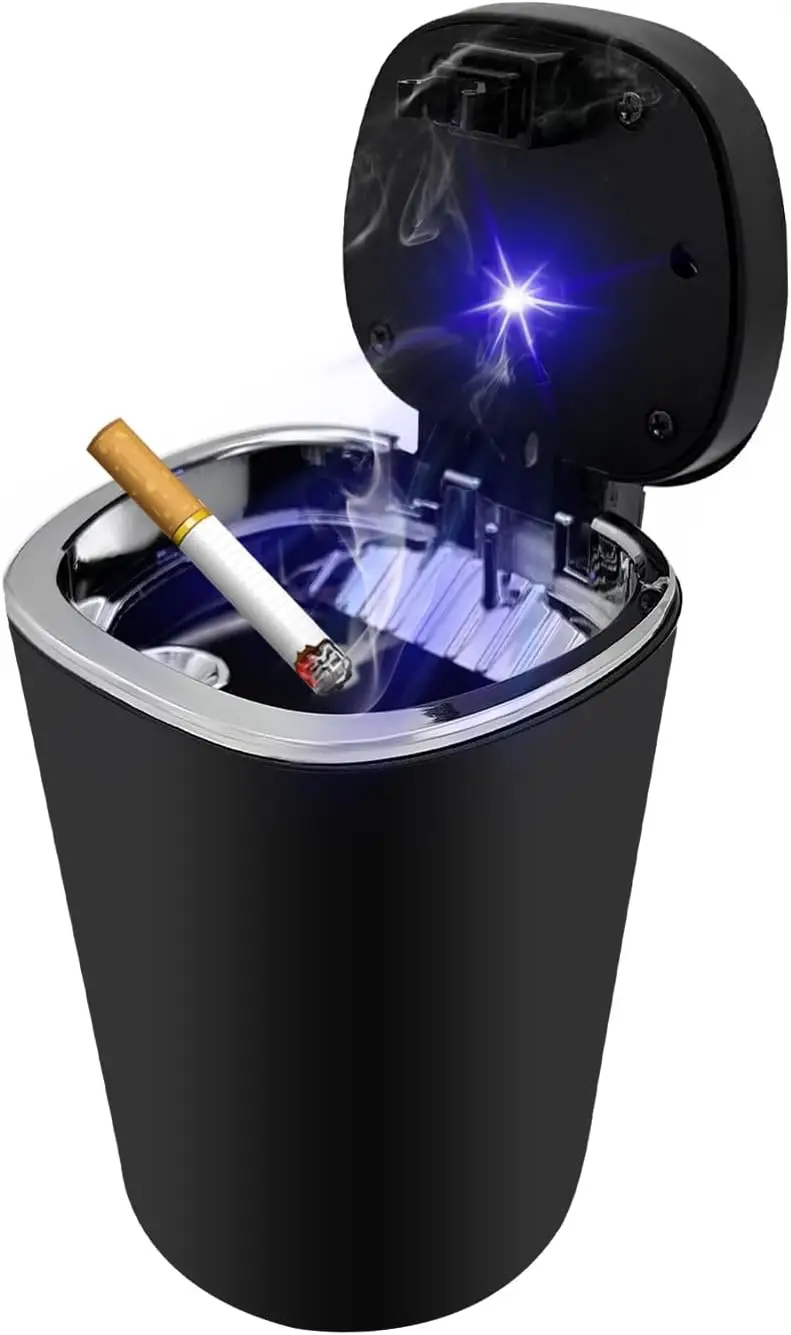

Detachable Stainless Steel Smokeless Car Ashtray with LED Blue Light, Universal Auto Accessory