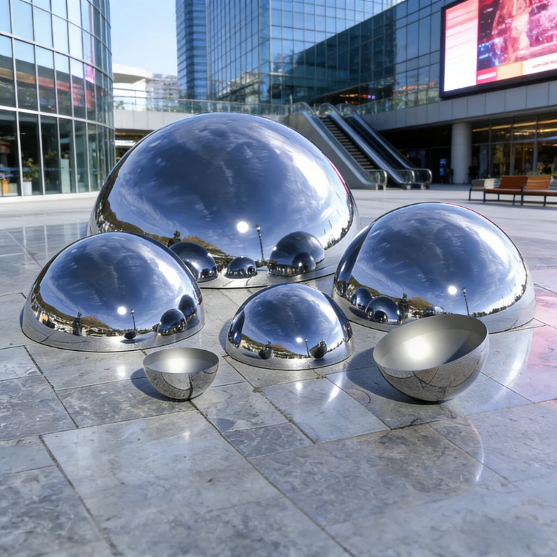 304 Stainless Steel Decorative Ball Hollow Hemispheres Diameter 16-450mmThickness 1mm half sphere Mirror Finish for Garden Decor