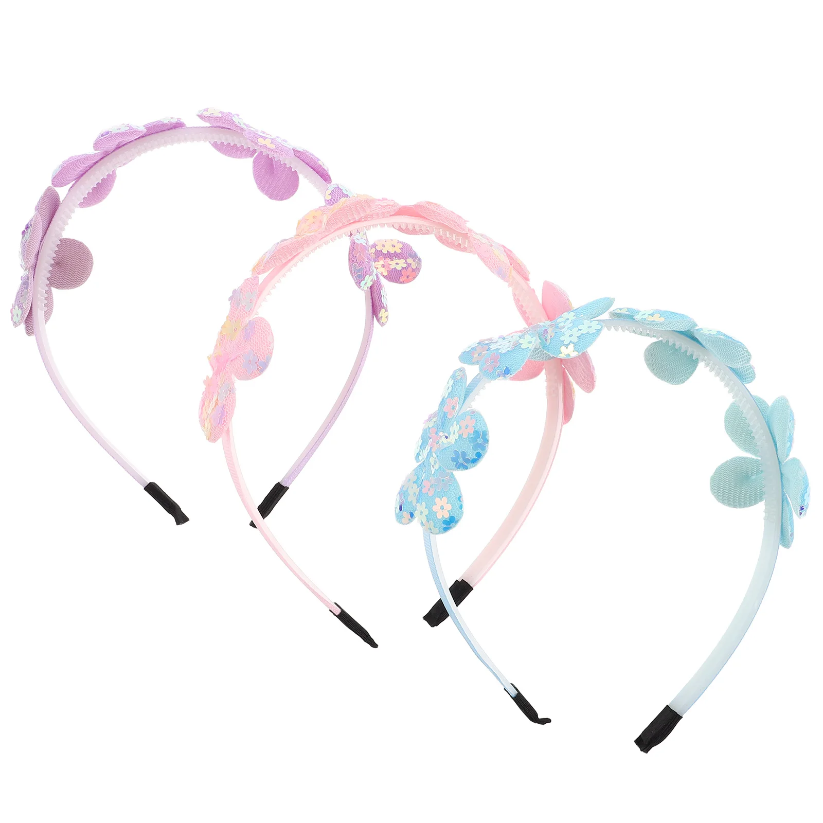 

3pcs Sequin Flower Headb Girls Hair Accessories Pearl Princess Floral Glitter Hoop Birthday Party Hair Decorations