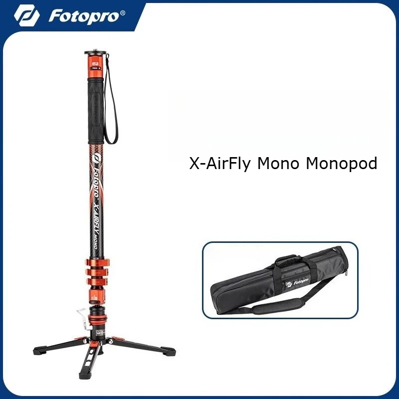Fotopro Carbon Fibre Monopod Bundle with Pedal Locking Video Fluid Head 186CM 3-in-1 Travel Monopod for DSLR Camera