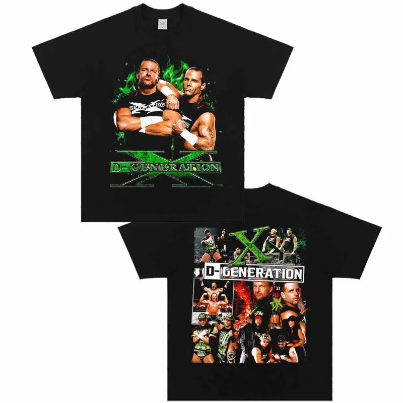 تي شيرت صيفي للرجال WCW Fallen Times Generation X Classic Wrestling مطبوع برقبة دائرية من القطن بأكمام قصيرة