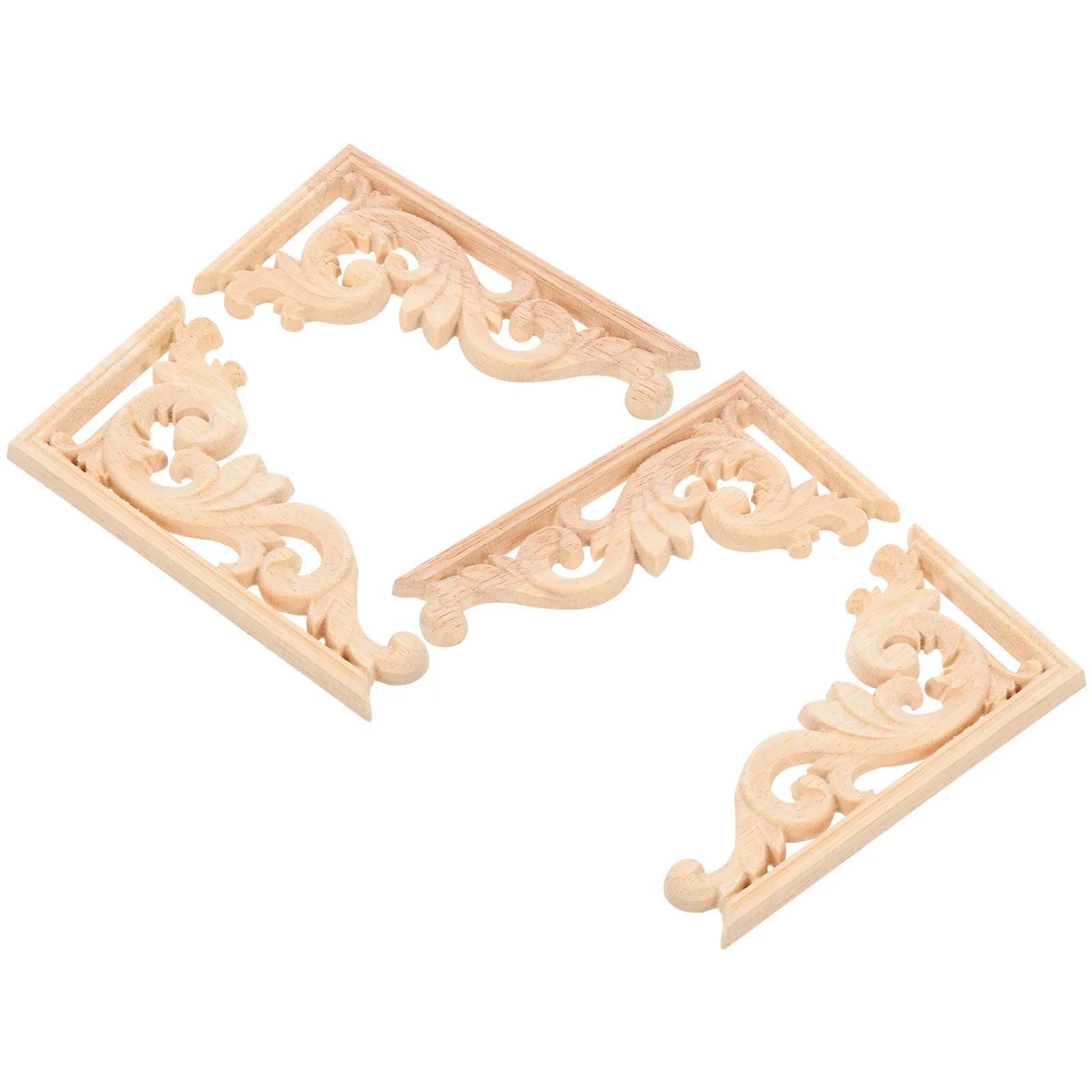 4 PCS Decorate Walls Unpainted Frames Decorative Doors Carved Onlay Applique Bamboo Wood