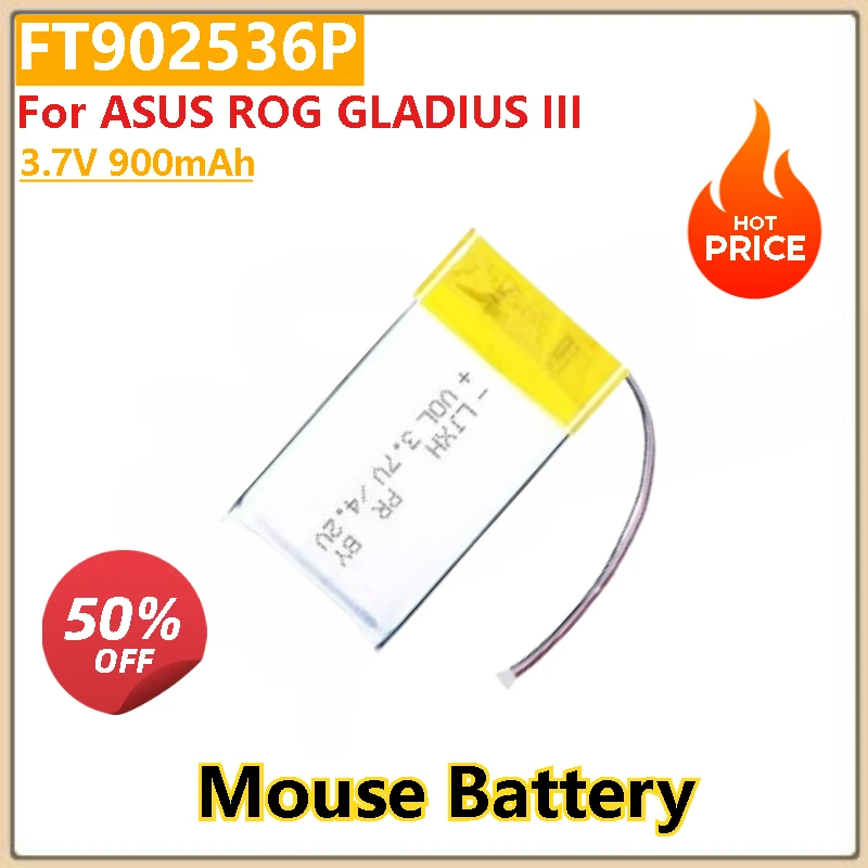 

100% New High Quality 3.7V 900mAh Replacement Mouse Battery FT902536P for ASUS ROG GLADIUS III