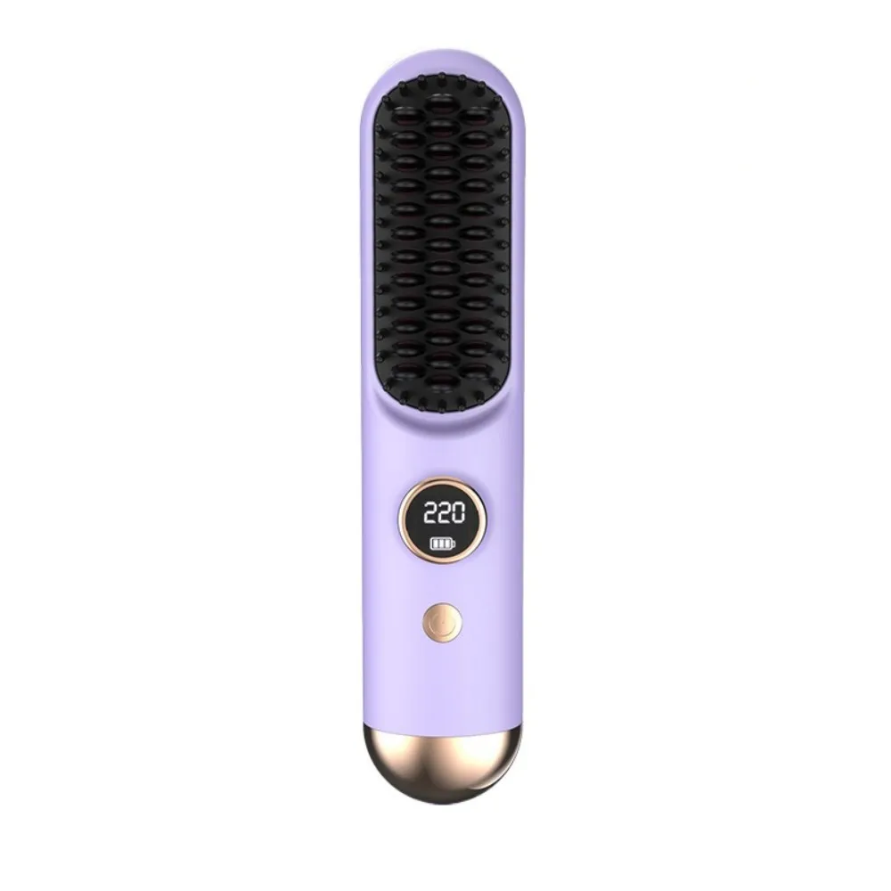 

Portable Wireless Hair Straightener 120-220C° Type-C Straight Hair Comb 9 Temp Settings LCD Display Straightening Comb