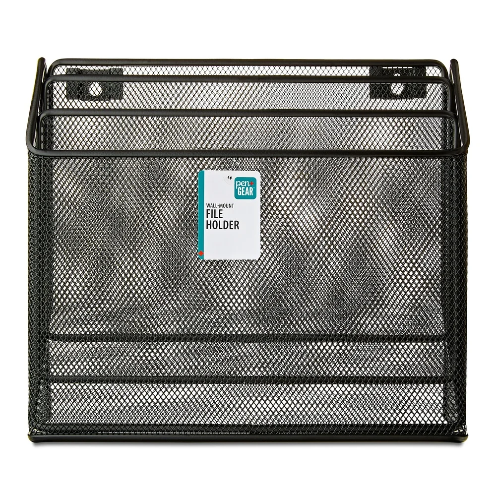 6 Pack Wall Mount Metal Mesh File Holder 3 Tier Document Organizer Efficient Desk Storage Lightweight Durable Office Supplies