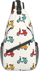 Retro Vespa Sling Bag Crossbody Peito Daypack Leve Canvas Mochila Bolsa de Ombro para Adultos Viagem Caminhadas