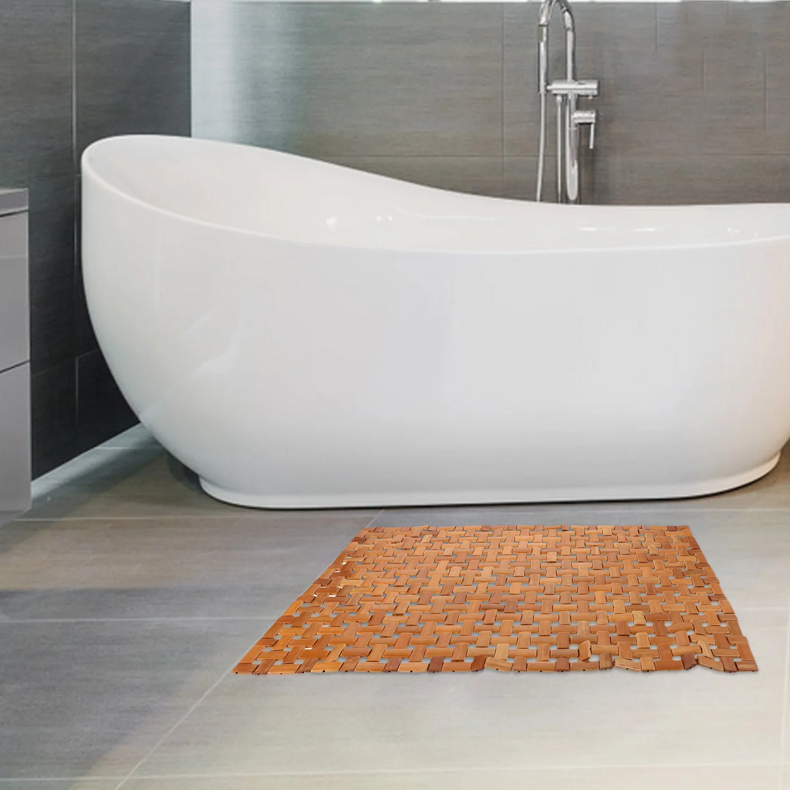 

Bamboo Mat Bathroom Shower Non Slip Foldable Sauna Bathing Tool Floor Mats Bamboo Material Durability Comfort Hollow Design