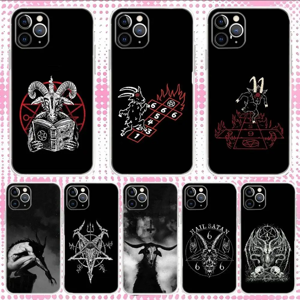 

Satanic Goat Satan Devil Phone Case For iPhone 17,16,15,14,13,12,11,Pro,Max,Plus,Air,X,XS,XR,SE,Mini Transparent Silicone Soft