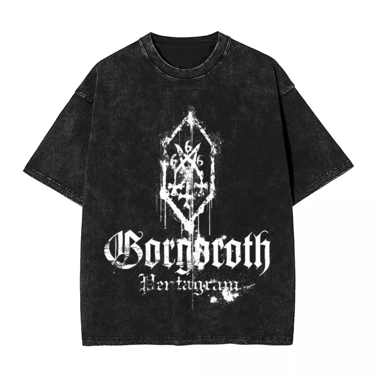 Gorgoroth Pentagram Washed T Shirts Streetwear Hip Hop Vintage T-Shirt Tees Tops Men Women 100% Cotton Harajuku Summer