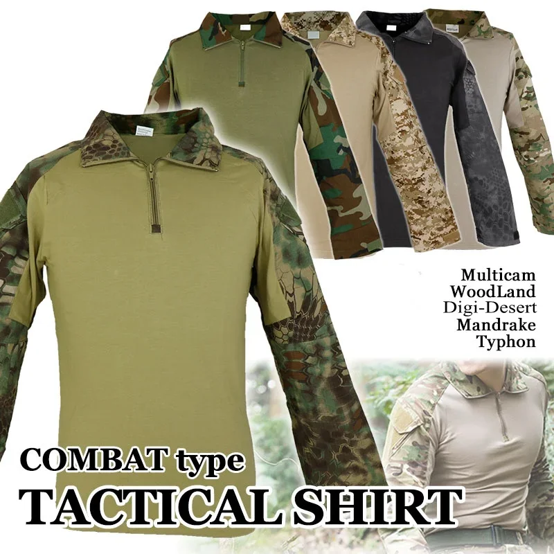 Camouflage Tactical Shirt T-Shirt Men Quick Dry Long Sleeve Training Hunting Hiking T Shirts Multicam Camo Combat BDU Shirts