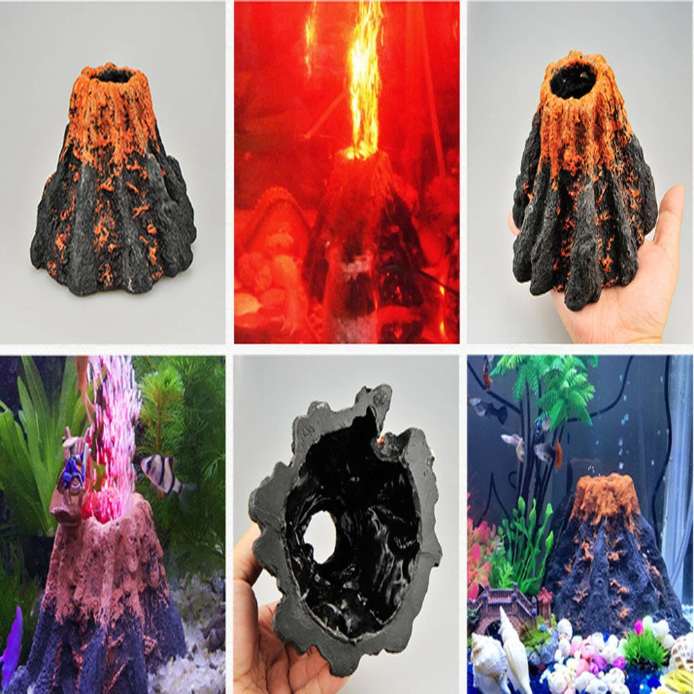 Fish Tanks Landscaping Simulation Volcano Aquarium Accessories Rockery Aerator For Aquarium Pump Bubble Stone Oxygenation Tools