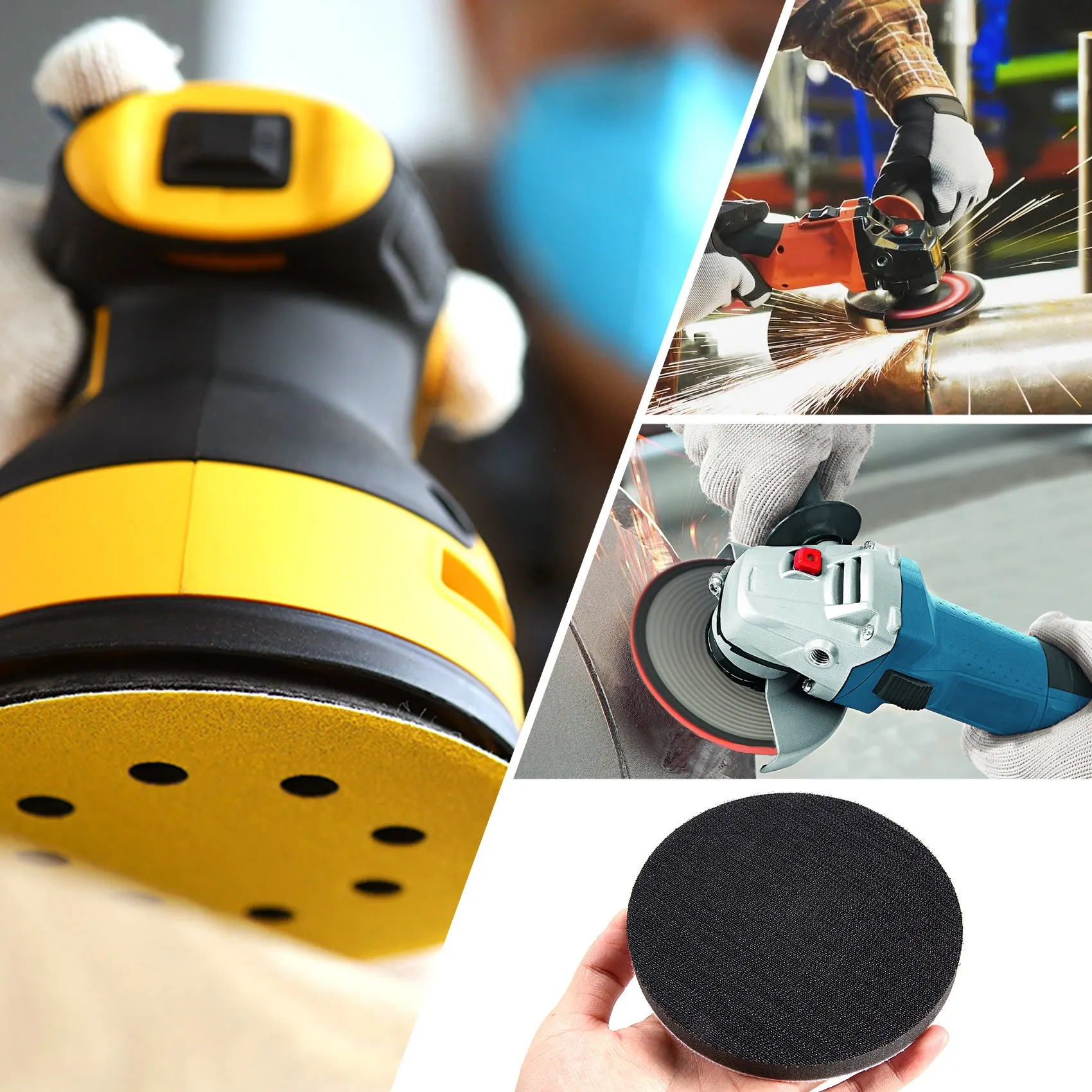 ABHU 10 Pieces 5In Soft Density Foam Interface Pad Hook And Loop Foam Sanding Pads 125Mm Sponge Cushion Buffering Backing Pad