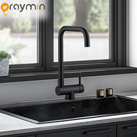 Matte Black Kitchen Faucet with 304 Stainless Steel, Single-Handle Hot & Cold Mixer, Kitchen Sink Mixer Tap, Suitable for inward-opening kitchen windows, 180° foldable design, 67 mm height when folded