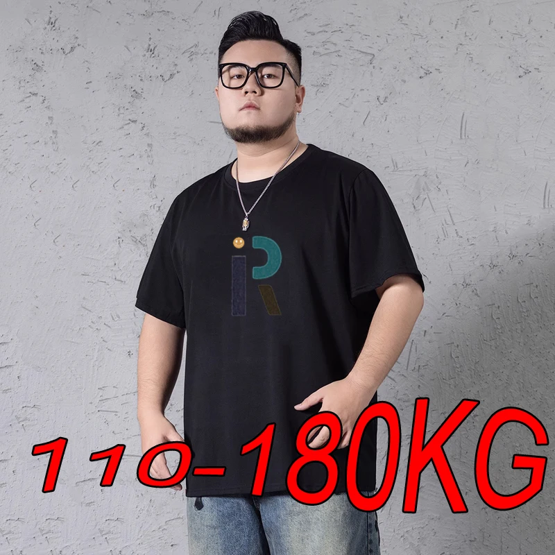 

Plus Size Cotton T-shirt Men Large Size Printed Short-sleeved Pull on T Shirts Streetwear Gym Wear