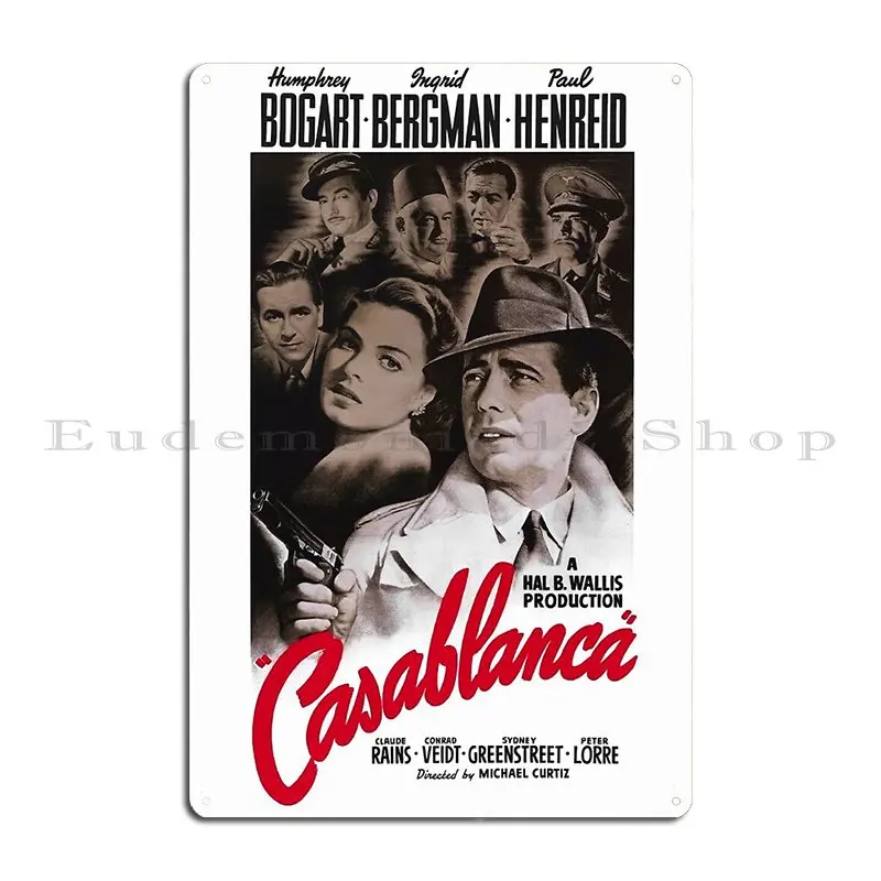 

Casablanca Movie Poster Metal Plaque Poster Classic Designer Wall Cave Cinema Custom Tin Sign Poster