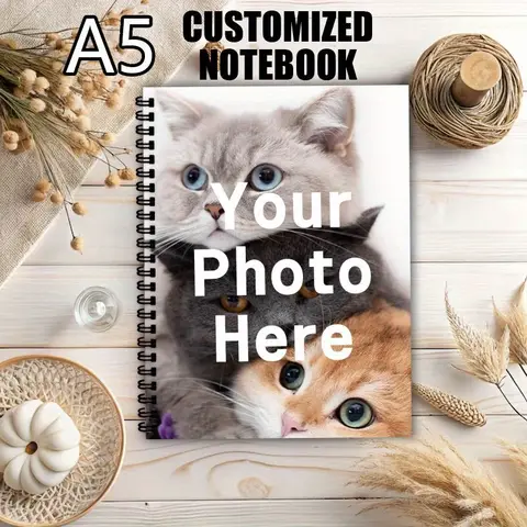 Custom 1/2 Photo A5 Notebook Personalized Cover Name Logo Teacher Diary, Perfect Gift for Birthday Graduation Wedding Friends