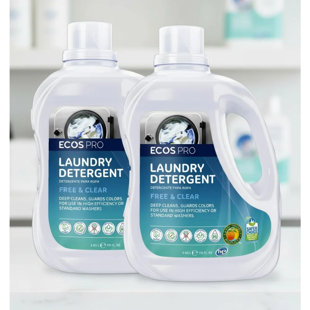 

Concentrated Liquid Laundry Detergent 2-Pack, Hypoallergenic & Unscented for Commercial Use, 170 fl oz