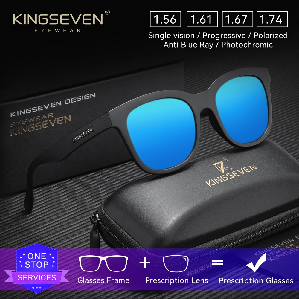KINGSEVEN Causal Cat Eye Optical Lens Sunglasses Men Women Prescription Myopia Hyperopia Glasses Fashion Large Frame Eyewear