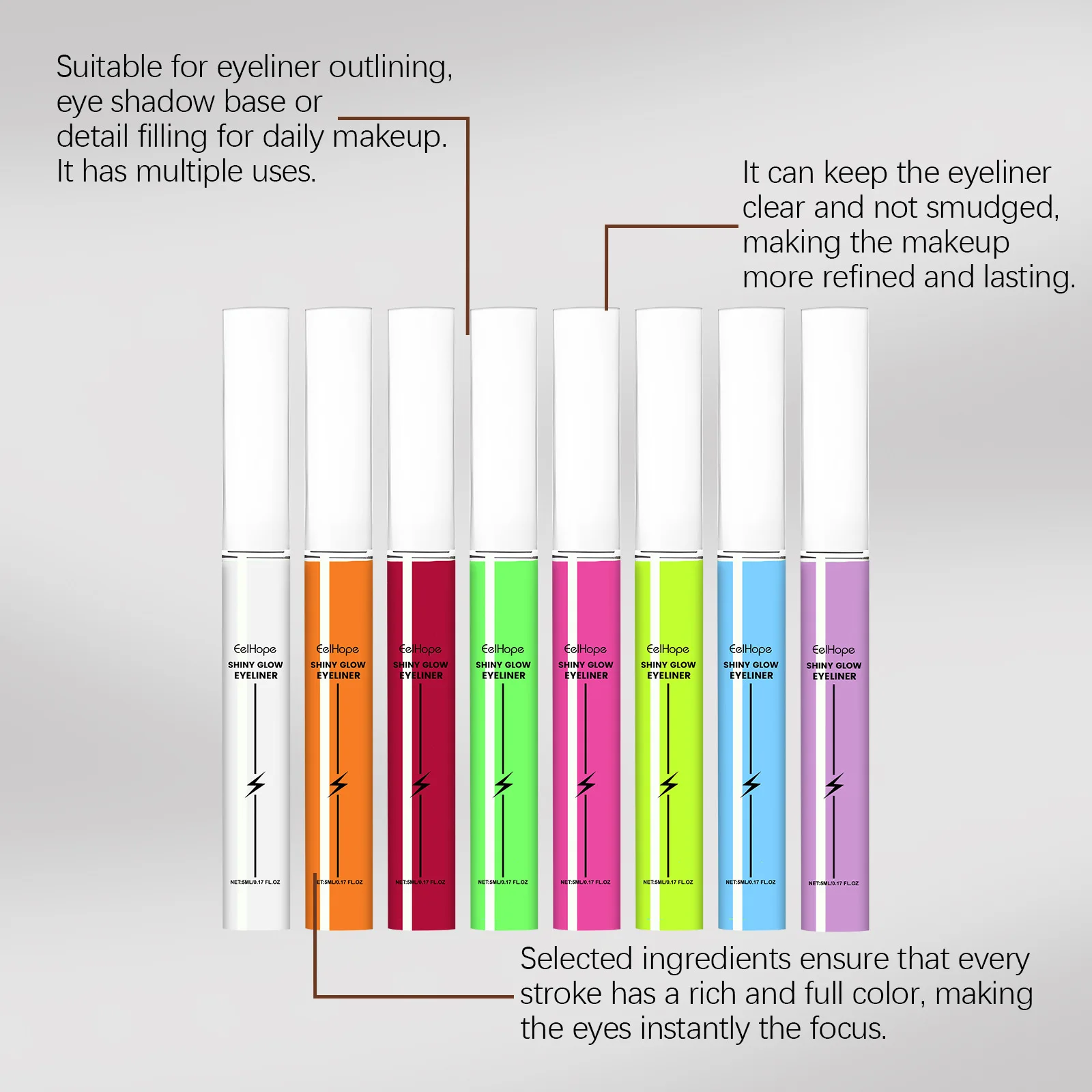 Ensemble d'eyeliner liquide structurels ent coloré pour les yeux, crayon de maquillage, document durable, charme