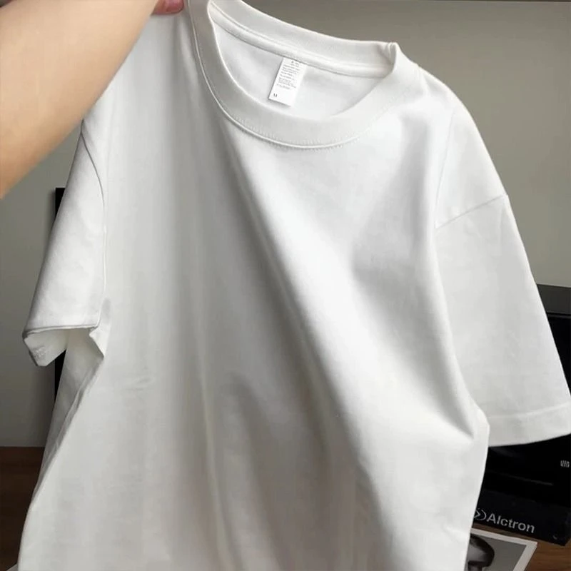 

Летние мужские и женские хлопковые футболки, однотонные, с круглым вырезом, коротким рукавом, белые, для пар, одежда