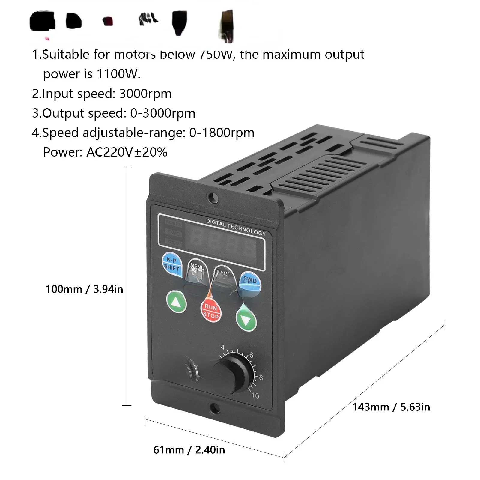 Speed Controller 750W 220V Single-phase Input 3-phase Output Programmable Motor Driver Frequency Converter